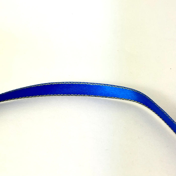 3/8" Double Face Satin Ribbon with Gold Edge Royal Blue 50 Yards