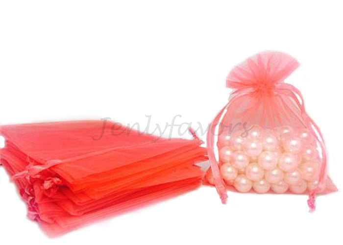 5" X 6-1/2" Coral Organza Bags (24 Pieces)