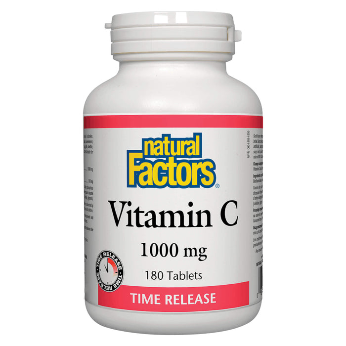 Bottle of Natural Factors Vitamin C 1000 mg Time Release 180 Tablets