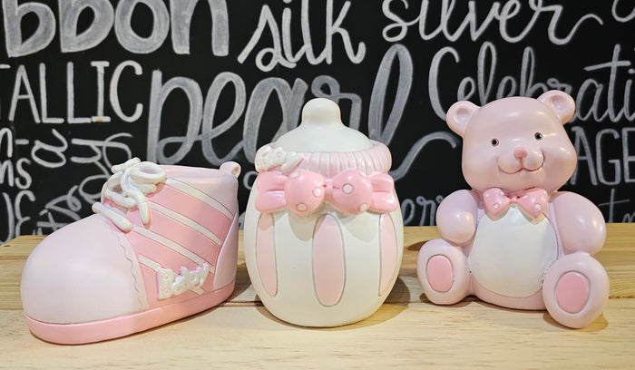 3 PCS Set 4 Inch Mini Piggy Bank Girl Baby Shower Party Favor Pink