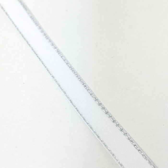 3/8" Double Face Satin Ribbon with Silver Edge White 50 Yards