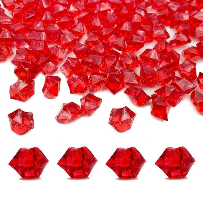 Acrylic Ice Crystal Rocks Vase Filler 23 X 18MM Red (1 LB/Bag)