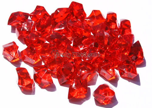 Acrylic Ice Crystal Rocks Vase Filler 23 X 18MM Red (1 LB/Bag)