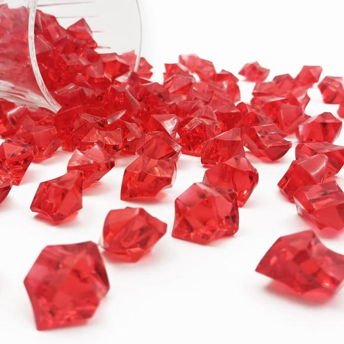 Acrylic Ice Crystal Rocks Vase Filler 23 X 18MM Red (1 LB/Bag)