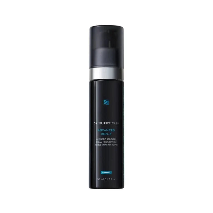 Black skincare bottle with silver cap on a white background