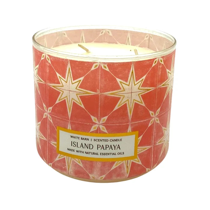 BATH AND BODY WORKS White Barn Scented Candle Island Papaya Made With Natural Essential Oils