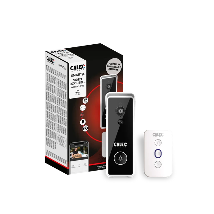 Calex Smart Video Doorbell - 2K - Wireless - Black