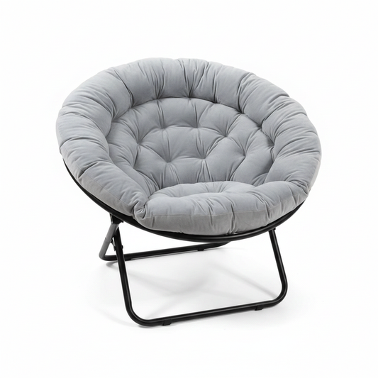 Cozy Oversized Saucer Chair grey on white background