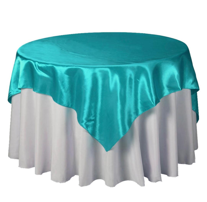 Deep Tiffany blue Satin Table Overlay 72" X 72" Square(1 Piece)