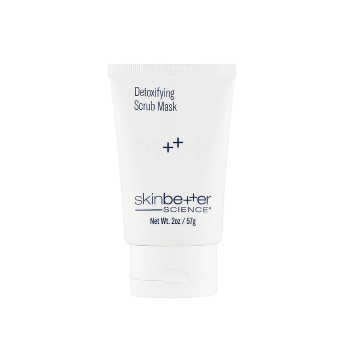 Detoxifying scrub mask packaging with 'skinbetter science' branding on a white background