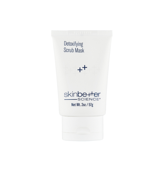 Detoxifying scrub mask packaging with 'skinbetter science' branding on a white background