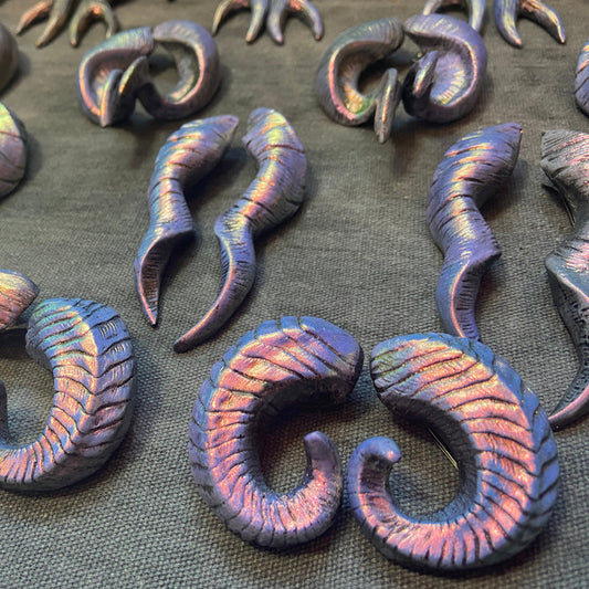 HORN BARRETTES- BRIGHT IRIDESCENT