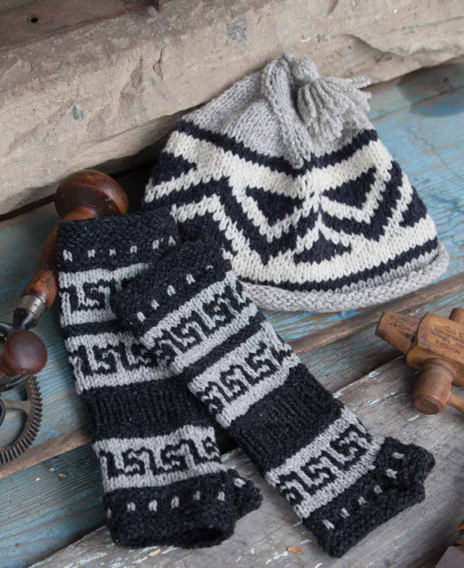 Salish Fusion Fingerless Gloves and Salish Fusion Toque Knitting Pattern DownloadImage