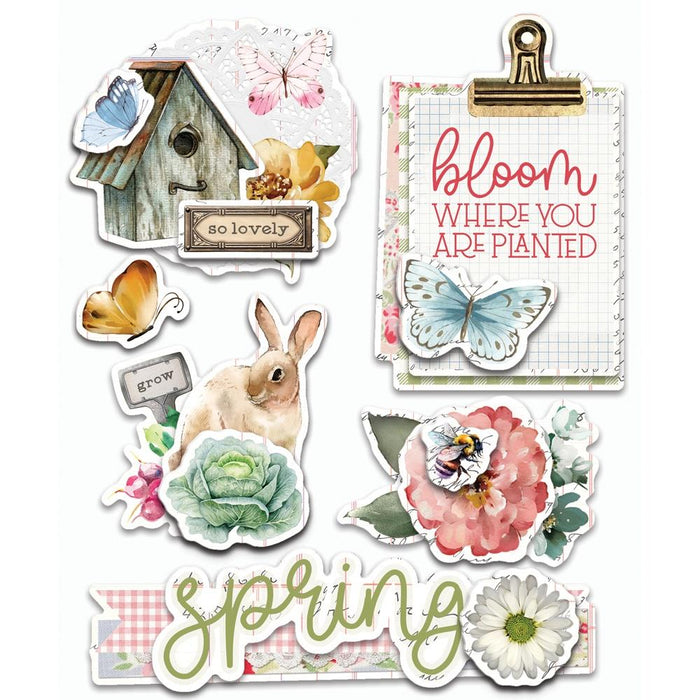 Simple Stories - Layered Chipboard Die-Cuts - Simple Vintage Spring Garden. While you need the perfect paper to start your project, you also need the perfect embellishment to finish your project! Available at Embellish Away located in Bowmanville Ontario Canada.
