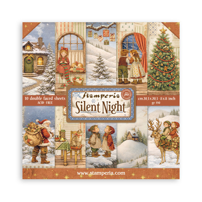 Stamperia - 8X8 Paper Pad - Silent Night. 10 sheets. Available at Embellish Away located in Bowmanville Ontario Canada.
