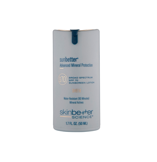 Sunscreen lotion bottle labeled 'sunbetter' on a white background