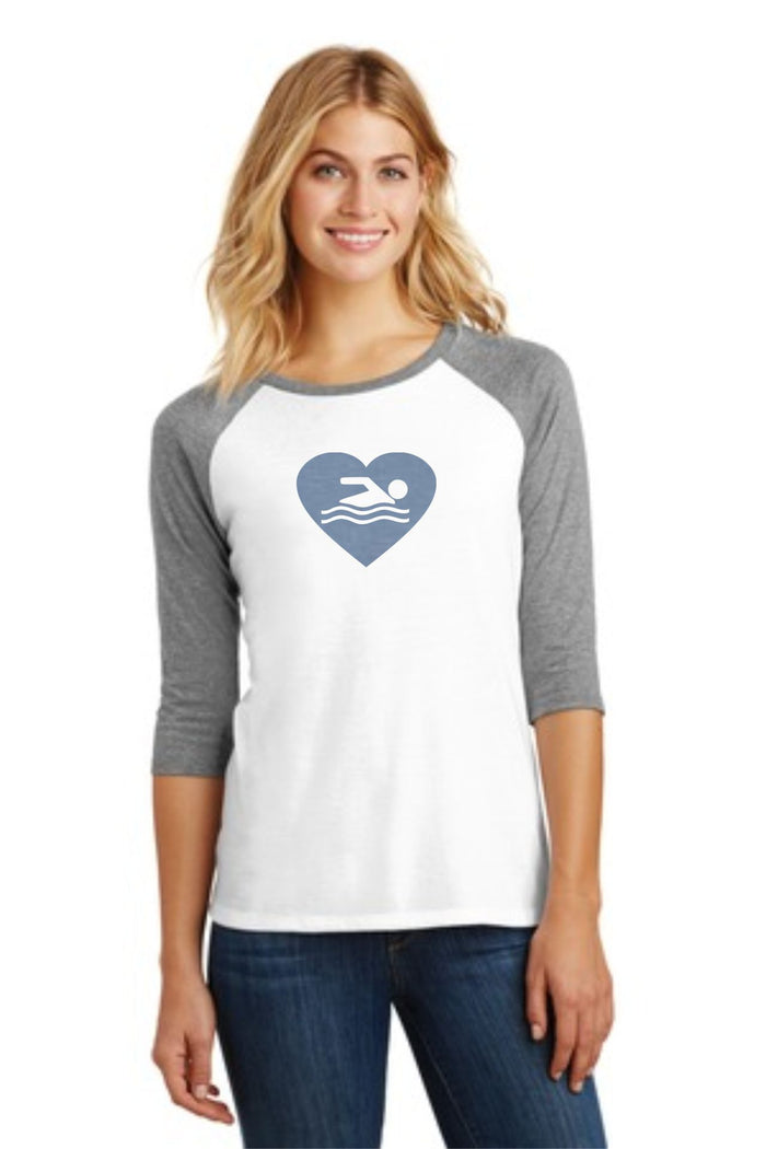 Swim Heart Raglan- Matte or Glitter