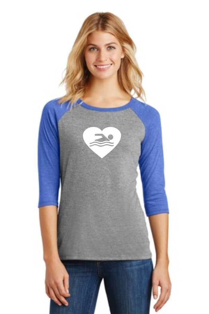 Swim Heart Raglan- Matte or Glitter