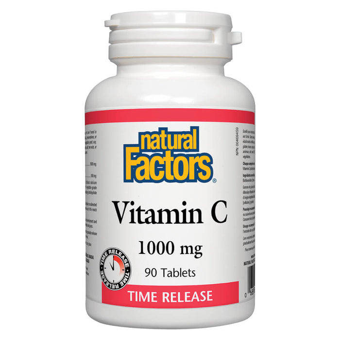 Bottle of Natural Factors Vitamin C 1000 mg Time Release 90 Tablets